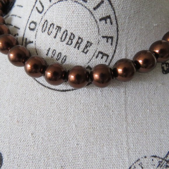 Brown Metallic Finish Beaded Adjustable Length Necklace - Picture 3 of 4